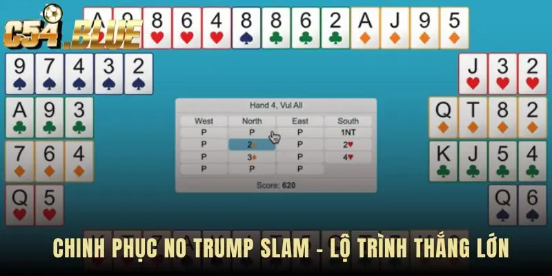 Bridge Contract No Trump Slam cần đấu giá logic và chính xác